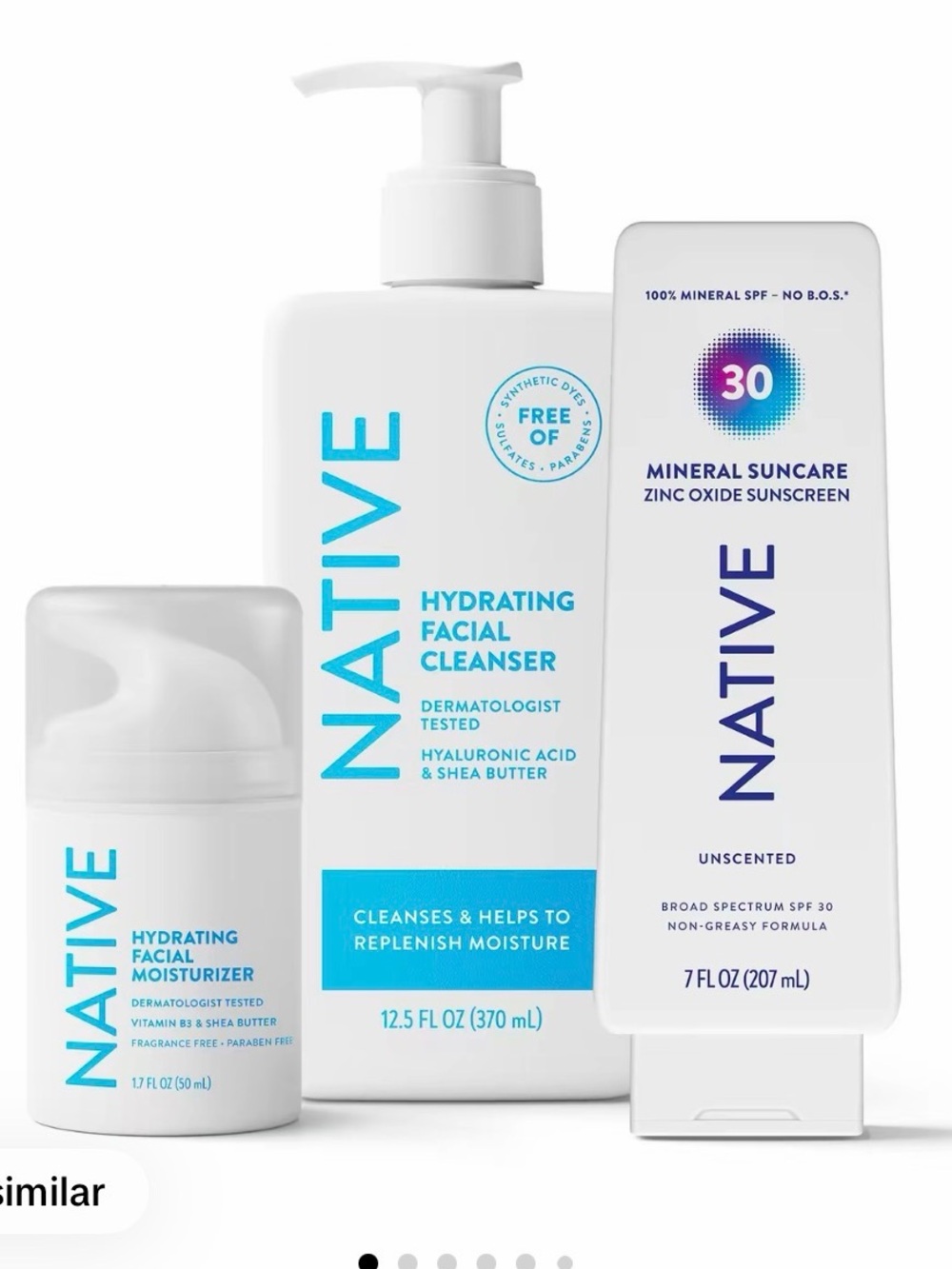 Native Sunscreen + Hydrating Cleanser & Moisturizer Bundle - White with Blue